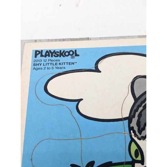 Vintage Playskool Wooden Puzzle Shy Little Kitten #2013 USA - 12 Pieces 1988 - Picture 4 of 7